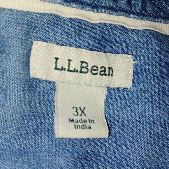LL Bean Womens Plus Size 3X Denim Chambray Long Sleeve Shirt Heritage Americana - Picture 4 of 9